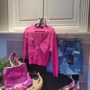 Ann Taylor Hot Pink cardigan